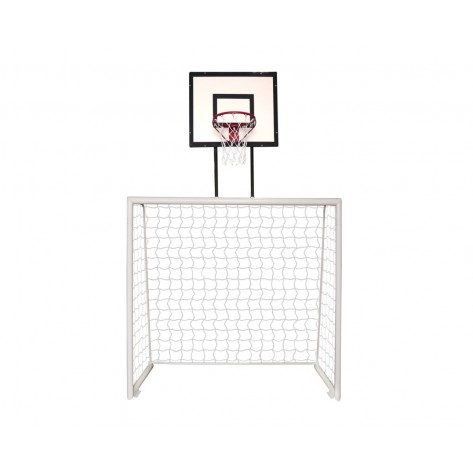 Trave de futsal 2,50m x 2,00m x 0,50cm conjugada com tabela de basquete 0,80m x 1,10m 