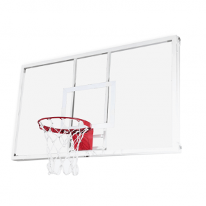 Tabela de Basquete em Acrílico incolor 0,90 x 1,20 x 0,10mm com aro retrátil profissional e rede tipo chuá