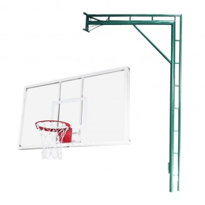 Tabela de Basquete 1,80m x 1,05m em Vidro Temperado 10mm Com Estrutura Pé Direito Dupla Treliçada