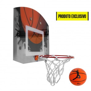 Mini tabela de basquete modelo Home com Aro, Rede e Mini Bola