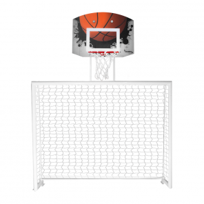 Trave de futsal conjugada com tabela de basquete em policarbonato modelo Fixo